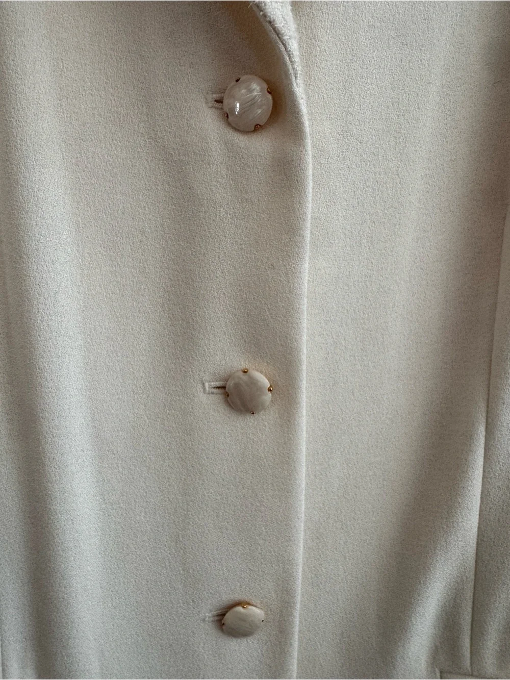 KASPER ASL Button Front Long Sleeve Cream Maxi Dress w/ Boucle Collar Size 8 NWT